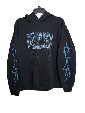 Death Row Records Hoodie Black Lightning Graphic Pullover large